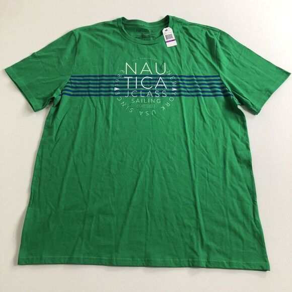 Nautica Shirt Men Size 2XL Green J-Class Sailing Graphic‎ Crewneck Preppy - Picture 1 of 5